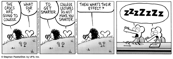 Pearl Before Swine cartoon on lectures