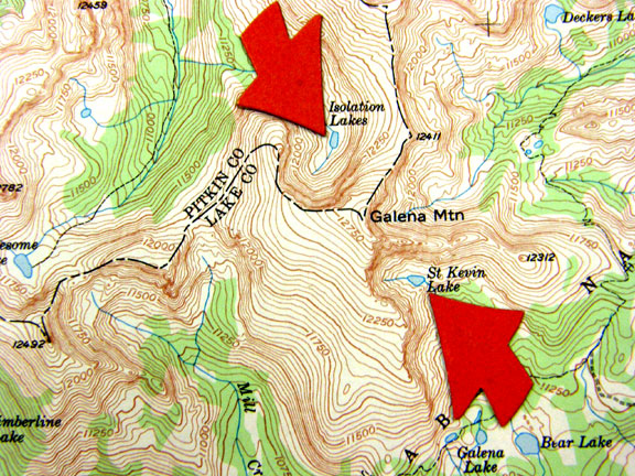 DetaiLed contour map of an avaLanche path and tarn. The photograph of