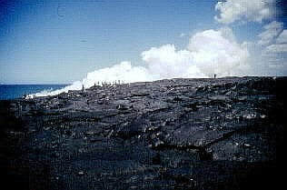 basaltic lava enters sea and produces HCl clouds